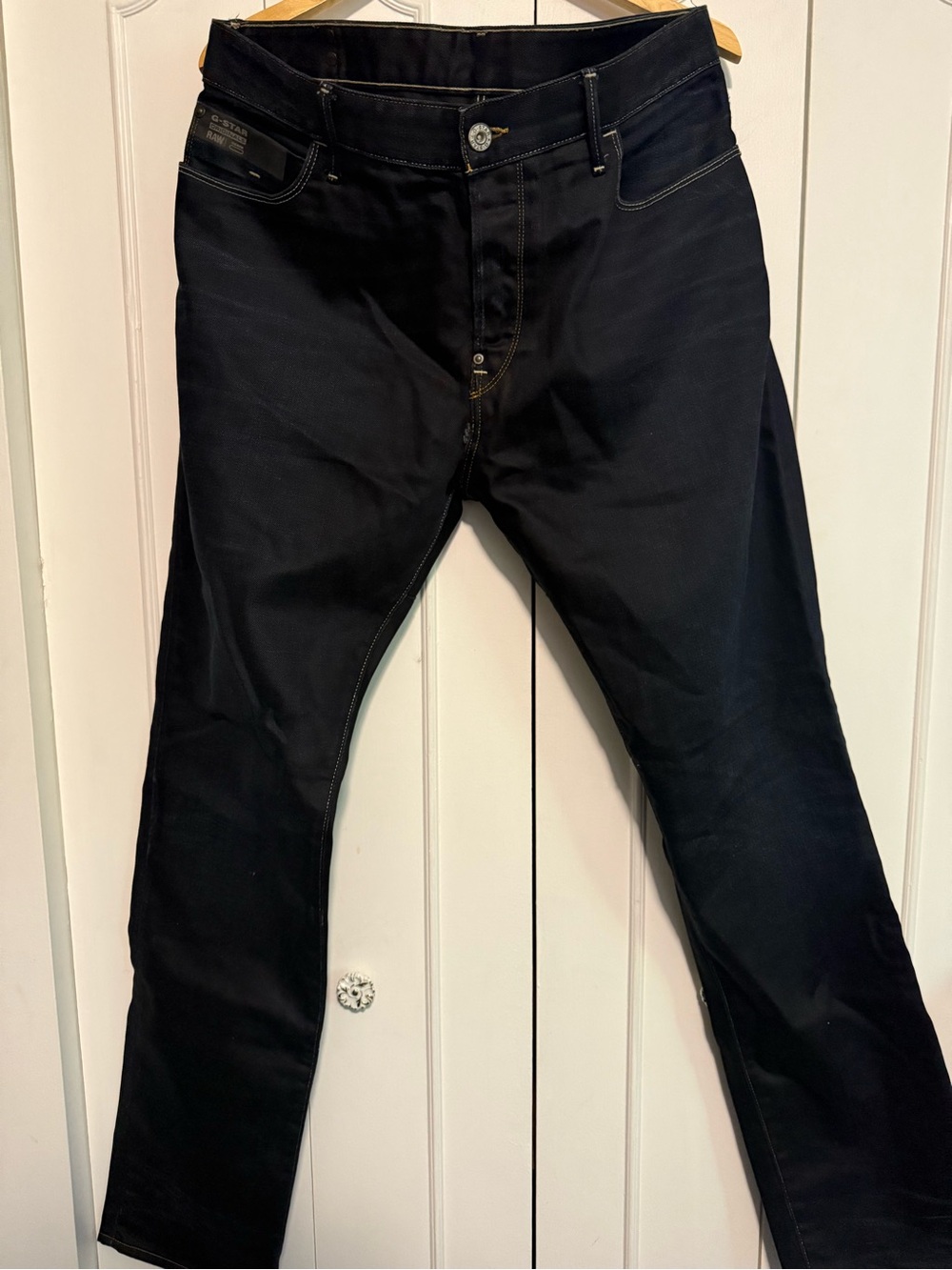 G-Star Raw Slim Straight Jeans in Black with Contrast Stitching
